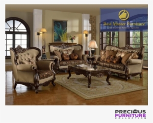 Best Master 735 Java Tan Fabric On A Walnut Wood With - Best Master Furniture 2pcs Sofa Set #2297572