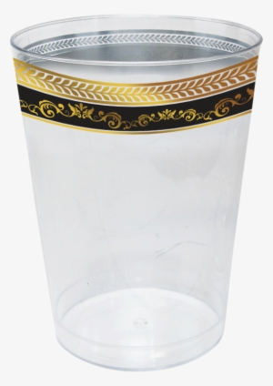 Elegant Disposable Cup 300ml Black-gold Trim 10pcs #2297714
