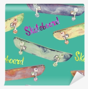 Colorful Skateboards And Inscription, Seamless Pattern - Illustration #230123