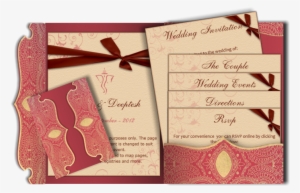 Traditional Indian Email Wedding Card Red Gold Peach - Wedding Invitation #232560