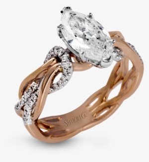 18k White & Yellow Twisted Engagement Ring #233792