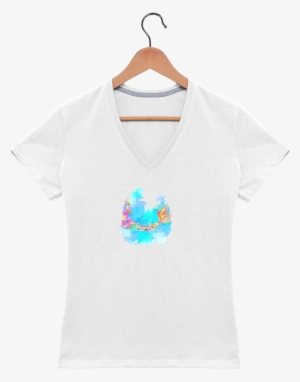 T-shirt Col V Femme Watercolor Mermaid Par Pinkglitter - T-shirt #233898