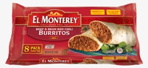 Beef & Bean Chili Frozen Burritos - El Monterey Red Chili Burrito #234068