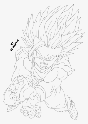 Png Free Stock Cells Drawing Gohan - Line Art #234903