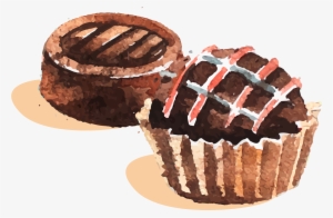 Bonbon Chocolate Cake Brigadeiro Watercolor Painting - Chocolate Truffle Drawing #237245