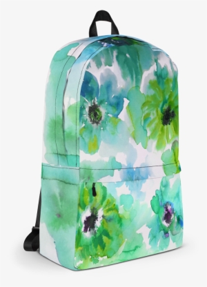 Watercolor Anemones Green Backpack - Png Watercolor Anemones Orange & Yellow Backpack #238030