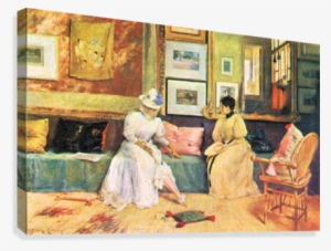 A Friendly Visit By William Merritt Chase Canvas Print - William Merritt Chase Visit #2307256