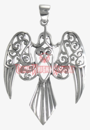 Large Silver Morrigan Raven Pendant #2310154