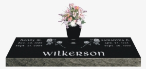 Laser Etched Memorial Grave Markers W/vases Models - Flat Headstones With Vase #2313903
