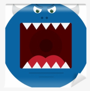 Large Round Blue Monster With Sharp Teeth Wall Mural - Mouth #2317175