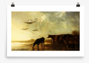 Saucers And Cattle - River Landscape With Cows #2321368
