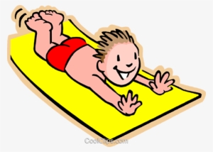 Boy On Water Slide Royalty Free Vector Clip Art Illustration - Cartoon Slip N Slide #2324716