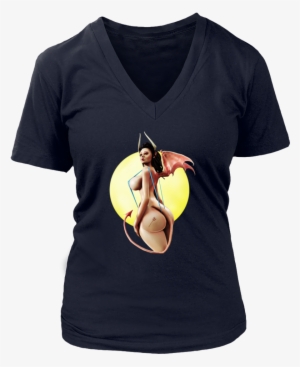 Succubus Pinup 3 T-shirt - Womens Col En V - Ne Pas Regarder #2325410