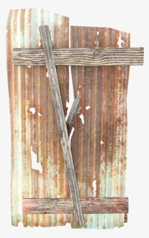 Fo4 Half Shack Wall Metal Panels Sloped - Plywood #2326628