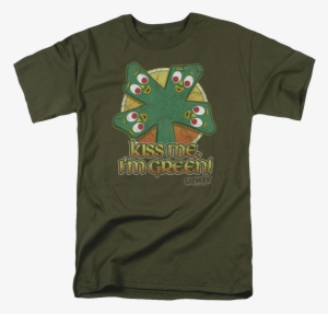 Kiss Me Gumby T-shirt - Gumby/kiss Me Junior Sheer In Military Green, Girl's, #2327927