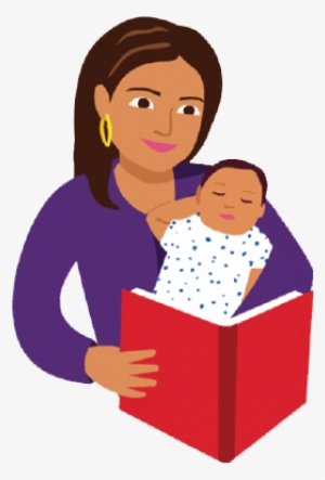 Baby Vector Reading - Mom And Baby Reading Book Cartoon #2331476