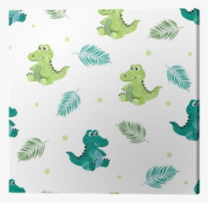 Seamless Pattern With Cute Watercolor Crocodiles - Vector Graphics #2337477