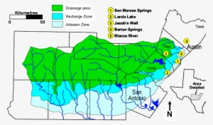 Map Of South Central Texas Showing Aquifer Discharge - Map #2343207