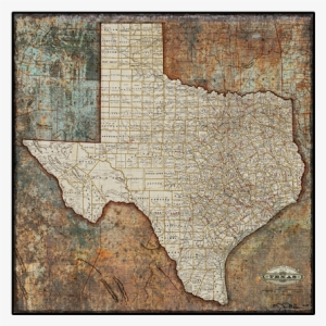 Texas State Railroad Map Canvas - Cobblestone #2343555