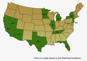 Graphic Us Map Highlighting States With Rainforest - Mesa On World Map #2343608