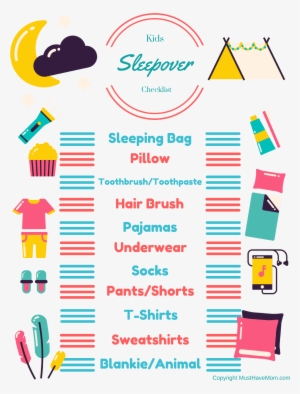Free Printable Sleepover Checklist For Kids Kids Can - Sleepover List #2344395