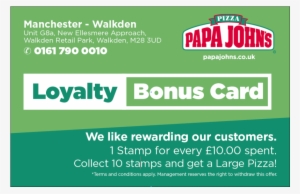 Papa Johns Loyalty Cards - Papa Johns Pizza #2351966