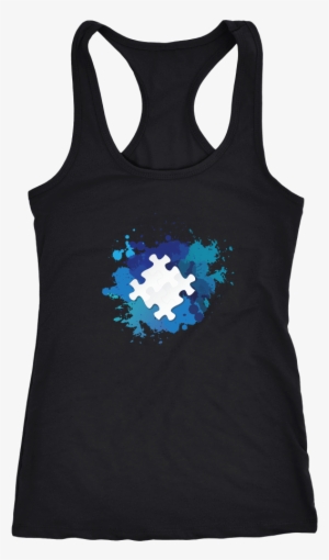 Autism Puzzle Watercolor Splash - Lesbian Shirt Racerback Tank Top T-shirt. Funny Lesbian #2352176