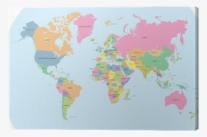 Coloured Political Map Of The World Vector Canvas Print - World Map - Black And Grey Poster 36 X 24in #2357023 Coloured Political Map Of The World Vector Canvas Print - World Map - Black And Grey Poster 36 X 24in #2357023