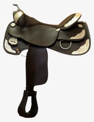 Western Show Saddle Black Silver - Black Horse Saddle Png #2359787
