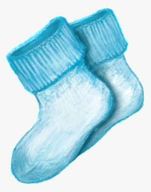 Hand-painted Blue Lovable Socks Transparent Material - Sock #2361713