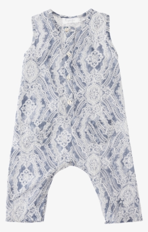 Tocoto Vintage Blue Bandana Romper - Overall #2362010