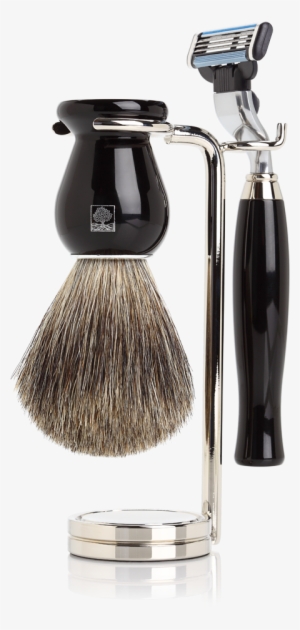 Ebony 3-piece Shaving Set With Nickel Stand - Beard #2364187