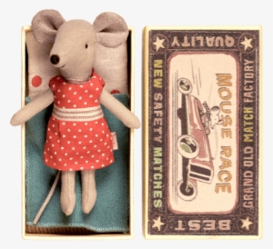 Maileg Big Sister Mouse In A Box, Red Dress #2364325