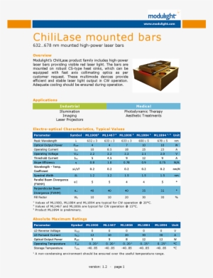 650nm, 10w High Power Laser Diode - Unmounted Laser Diode Bars #2365085