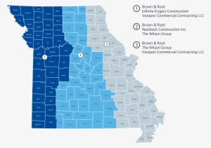 Contractor Service Areas - Map Of Missouri #2365942