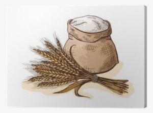 Watercolor Sack With Whole Flour And Ear Wheat In Graphic - Flour Icon Watercolor #2370048