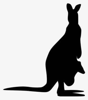 Kangaroo Silhouette Standing With Joey - Kangaroo Vector #2375157