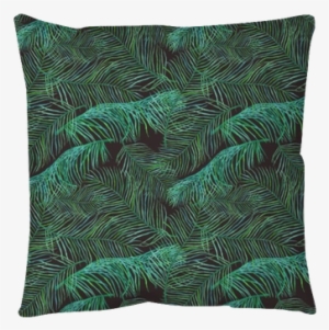 Watercolor Palm Leaves Saemless Pattern On Dark Background - Watercolor Painting #2377080