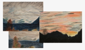 Oil Pastel Mountains - Painting #2381630