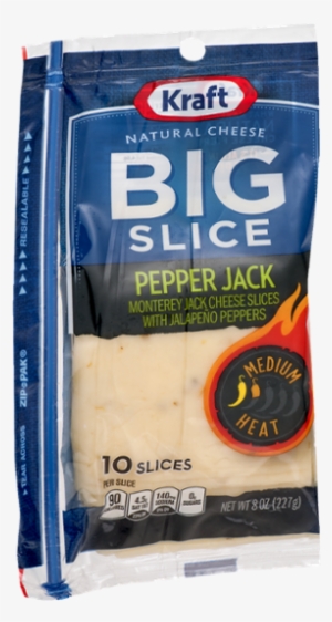Kraft Big Slice Pepper Jack Cheese, Sliced - 10 Count, #2384494