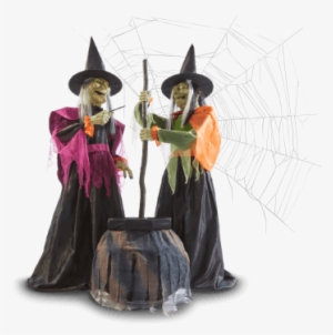 Two Witches Casting Magic Spells - Home Accents Holiday 72 In. Wicked Cauldron Witches #2384996