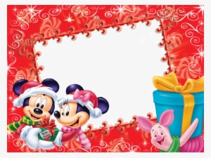 Moldura De Natal Com Minnie E Mickey - Disney Mickey Minnie Mouse Merry Christmas Xmas Santa #2385061