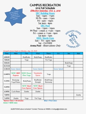 Campus Rec Fall 2018 Schedule Update 6oct2018 - 医療 費 明細 書 書き方 #2385480