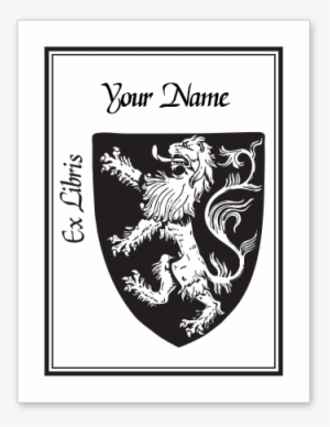 Rampant Lion Bookplate • Ex Libris Your Name • White - Complete Guide To Heraldry By Arthur Charles Fox-davies #2388878
