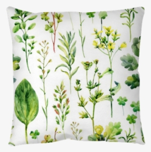 Watercolor Meadow Weeds And Herbs Seamless Pattern - Watercolor Painting #2393493