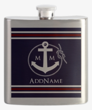 Navy Nautical Rope And Anchor Monogram Flask Nautical - Create Your Own Personalized Navy Nautical Rope #2394058