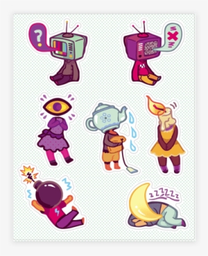 Cute Object Head Stickers Featuring A Sleeping Moon, - Object Head #2394212