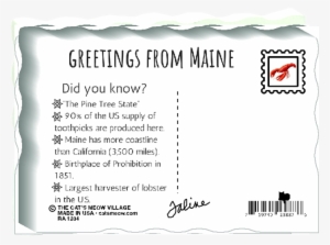State Flag Postcard Maine The Cats Meow Village Png - Black-and-white #2394260