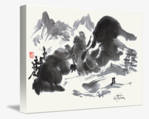 Mountain Landscape Brushed In Japanese Zen Style By - Japanese Landscape Painting #2397500