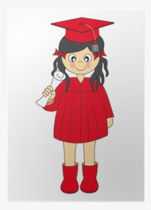 Niña Con Traje Y Diploma De Graduación Poster • Pixers® - Kids Graduation Art Clips #2398049